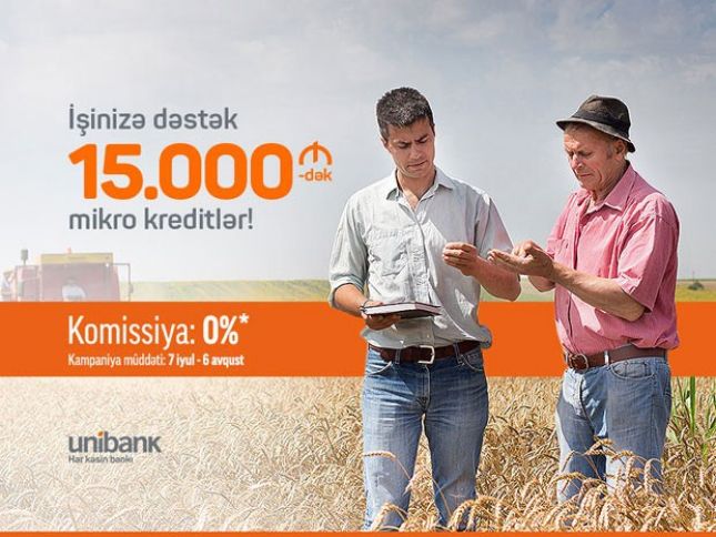Unibankda mikrokreditlər komissiyasız oldu