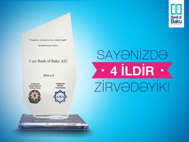 Nağdsız Ödənişlər üzrə Lider Bank yenə Bank of Baku seçilib!