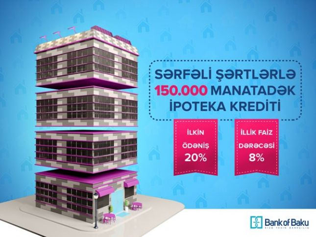 Bank of Baku İpoteka kreditini 150.000 AZN-dək artırdı!