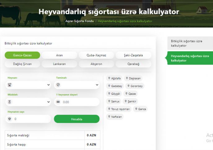 Azərbaycanda ilk dəfə mal-qaranın sığortası kalkulyatoru - İSTİFADƏYƏ VERİLİB