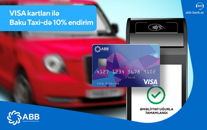 Taksi ilə gediş haqqına 10% endirim!