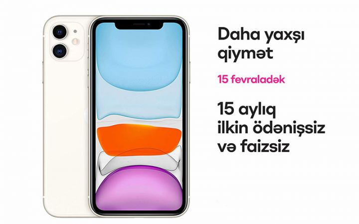 Son model smartfonlar ilkin ödənişsiz, faizsiz, komissiyasız, 15 aylıq ödənişlə -