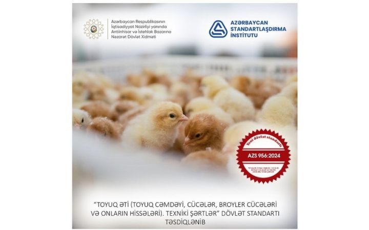 Azərbaycanda toyuq əti məhsullarına dair yeni dövlət standartı qəbul edilib