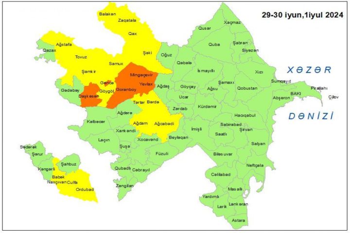 Güclü küləklə bağlı sarı və narıncı xəbərdarlıq verildi