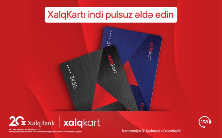 XalqKart indi pulsuz!