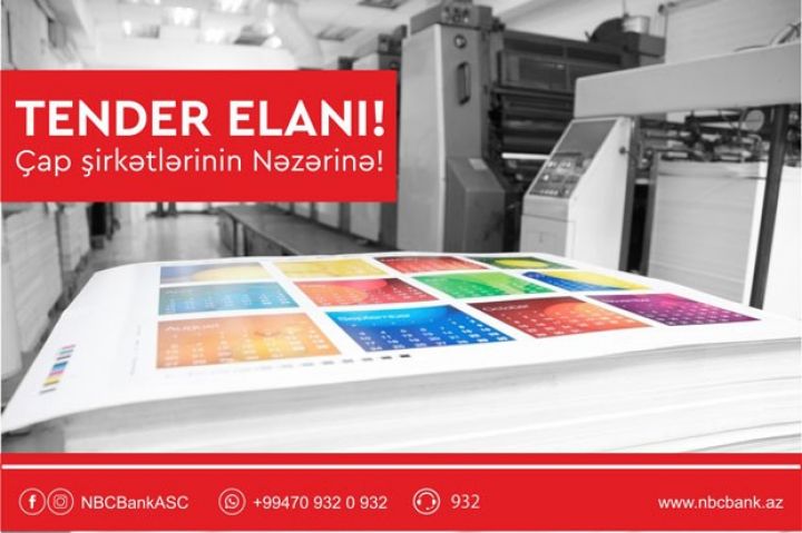 NBCBank çap işləri ilə məşğul olan şirkətlər arasında Tender elan edir