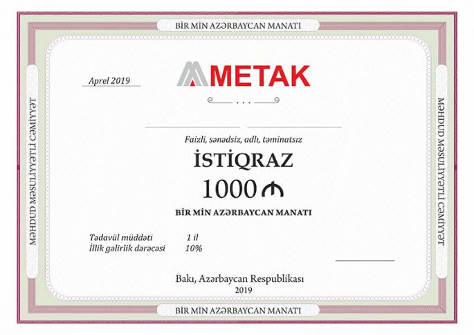 METAK istiqraz üzrə ödənişləri tam ödədi