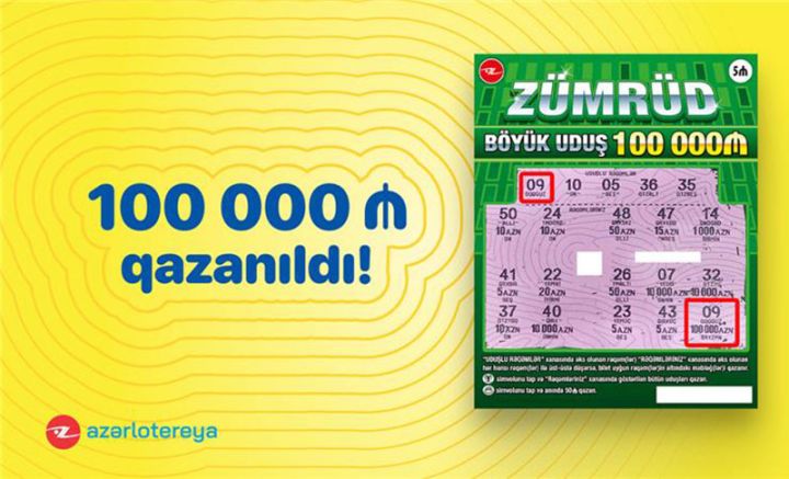 “Zümrüd” ani lotereyasında böyük uduş – 100 000 qazanıldı!